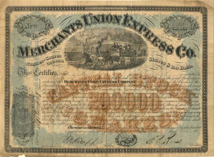 Merchants Union Express Co. - Stock Certificate